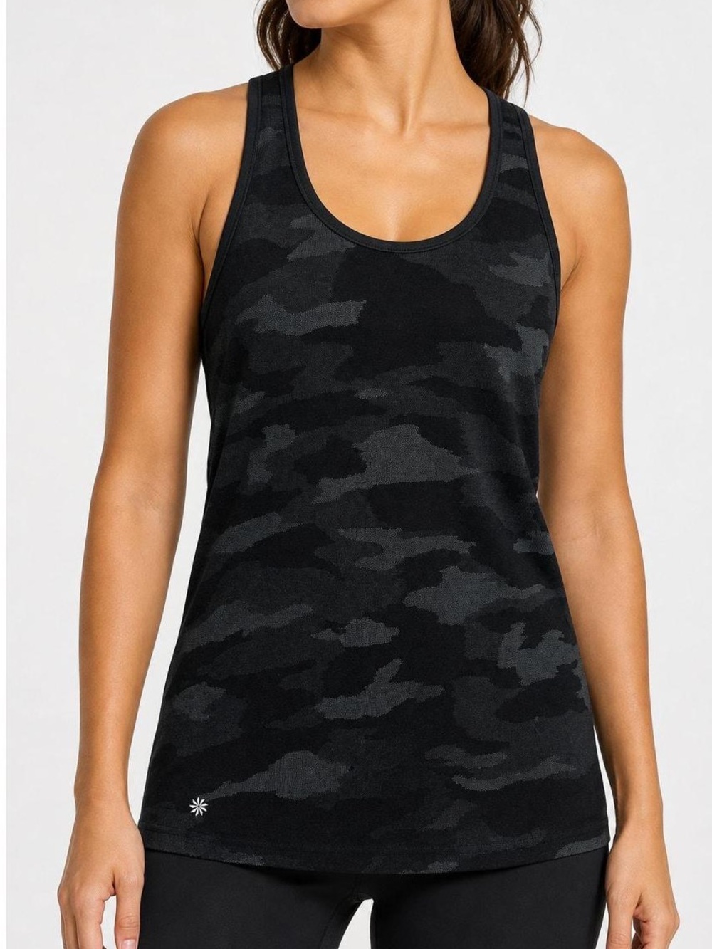 Athleta Women’s Speedlight Camo Racerback Tank Top L Black Charcoal Grey